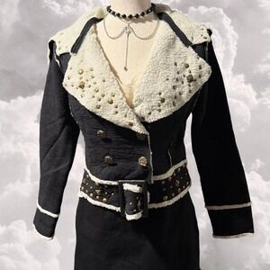 Y2K sherpa lined faux suede deadstock Moto jacket size Small
